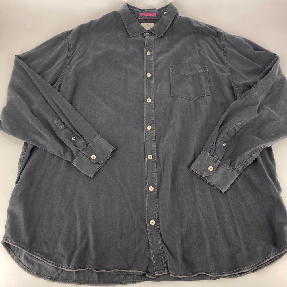 Tommy Bahama Jeans Mens 3XT Gray Tencel Cotton Long Sleeve‎ Button Down Shirt